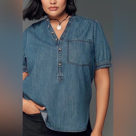 Pilcro Tops - Pilcro Blue Denim Blouse